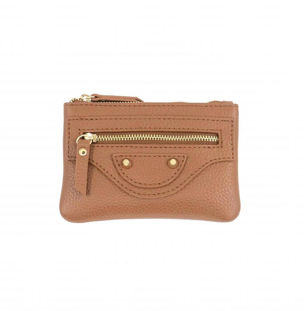 NEW BC HANDBAGS women's ciaga leather zippered card case in cognac
